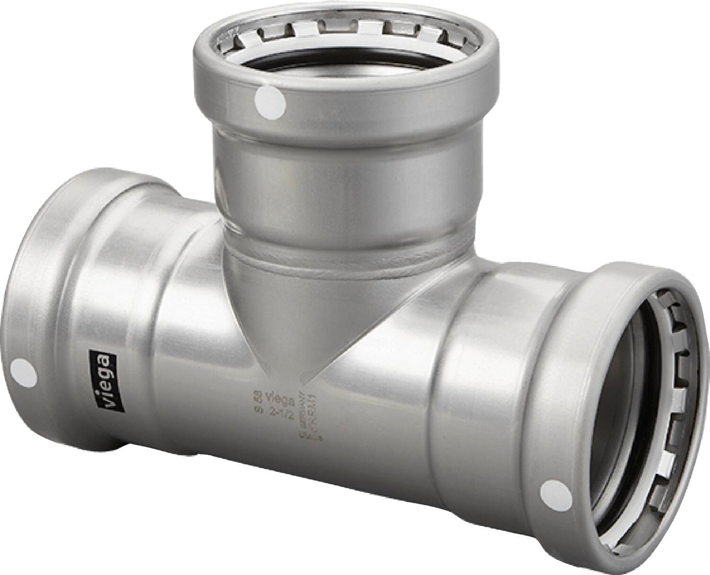 Viega Megapress Tee Carbon Steel Zinc – Nickel Coating – 21/2 × 21/2 × 2 | Viega MegaPress System (SKU: 26580)