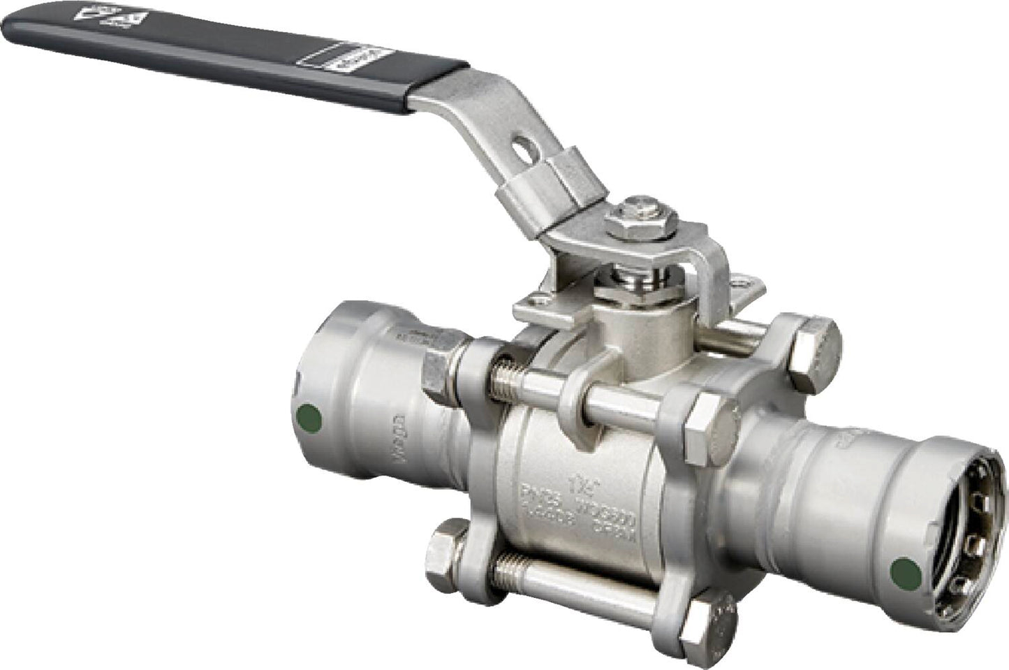 Viega Megapress 3 – Piece Ball Valve 316 Stainless Steel Valve/carbon Steel Press Ends – 11/4 × 11/4 | Viega MegaPress System (SKU: 28503)