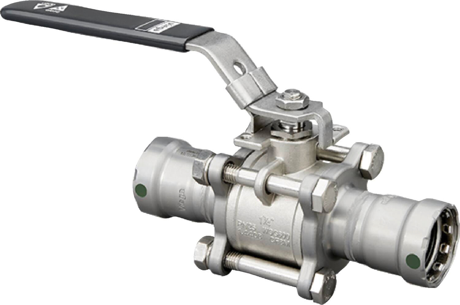 Viega Megapress 3 – Piece Ball Valve 316 Stainless Steel Valve/carbon Steel Press Ends – 11/4 × 11/4 | Viega MegaPress System (SKU: 28503)