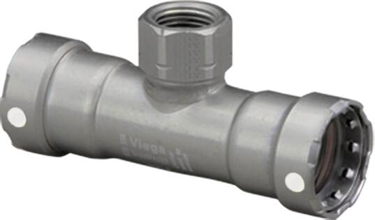 Viega Megapress Tee, Carbon Steel, Zinc-nickel Coating, P1: 1½; P2: 1½; Fpt: 1 - Innoflo Solutions Inc.