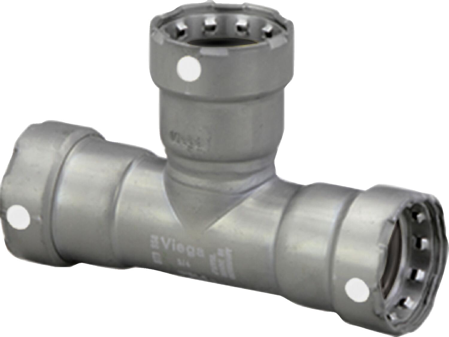 Viega Megapress Tee Carbon Steel Zinc – Nickel Coating – 11/4 × 11/4 × 11/4 | Viega MegaPress System (SKU: 84395)