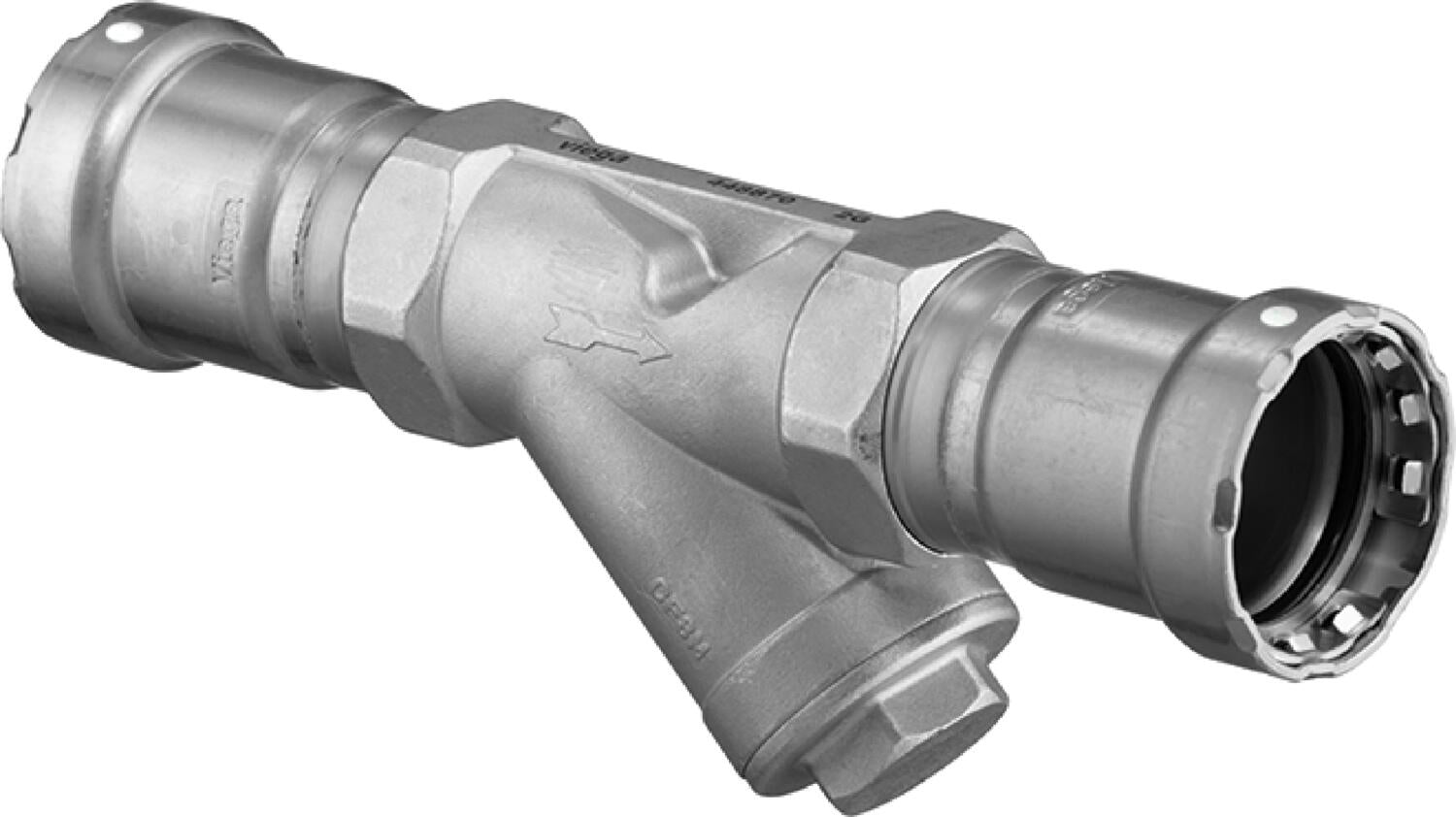 Viega Megapress Fkm Wye Strainer 316 Stainless Steel Valve/carbon Steel Press Ends – 11/2 × 11/2 | Viega MegaPress System (SKU: 87130)
