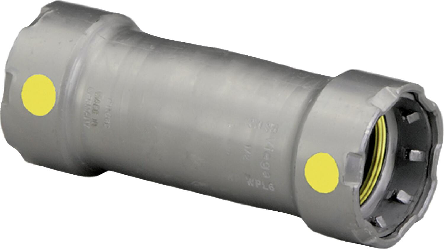 Viega Megapressg Extended Coupling Carbon Steel Zinc – Nickel Coating – 3/4" × 3/4" | Viega MegaPressG System (SKU: 25076)