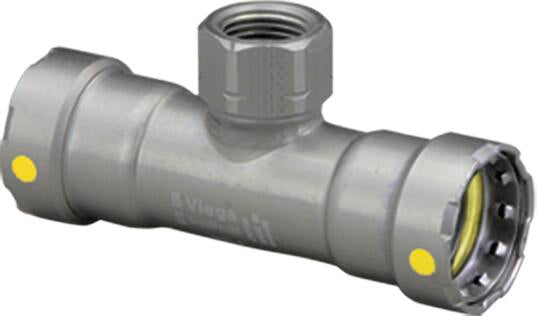 Viega Megapressg Tee Carbon Steel Zinc – Nickel Coating Fpt: 1/2" – 11/4 × 11/4 | Viega MegaPressG System (SKU: 25486)