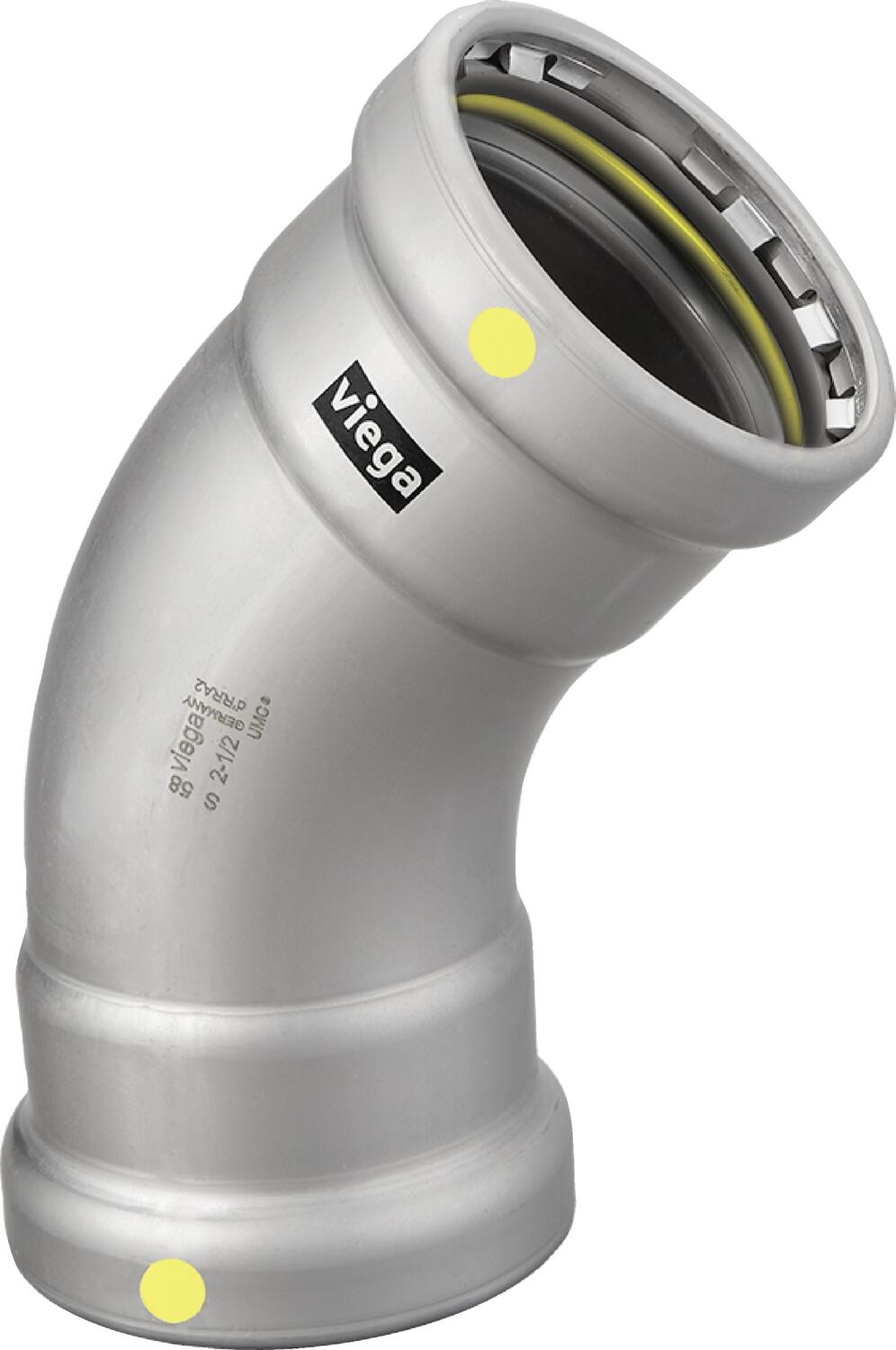 Viega Megapressg 45° Elbow Carbon Steel Zinc – Nickel Coating – 4 × 4 | Viega MegaPressG System (SKU: 28640)