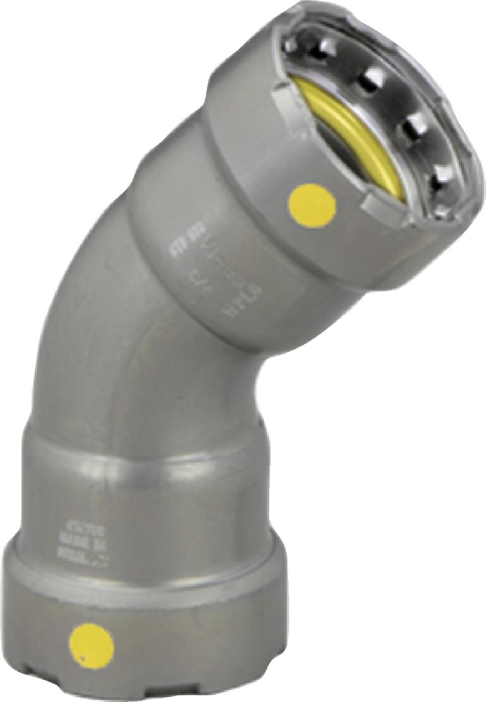 Viega Megapressg 45° Elbow Carbon Steel Zinc – Nickel Coating – 11/4 × 11/4 | Viega MegaPressG System (SKU: 25246)