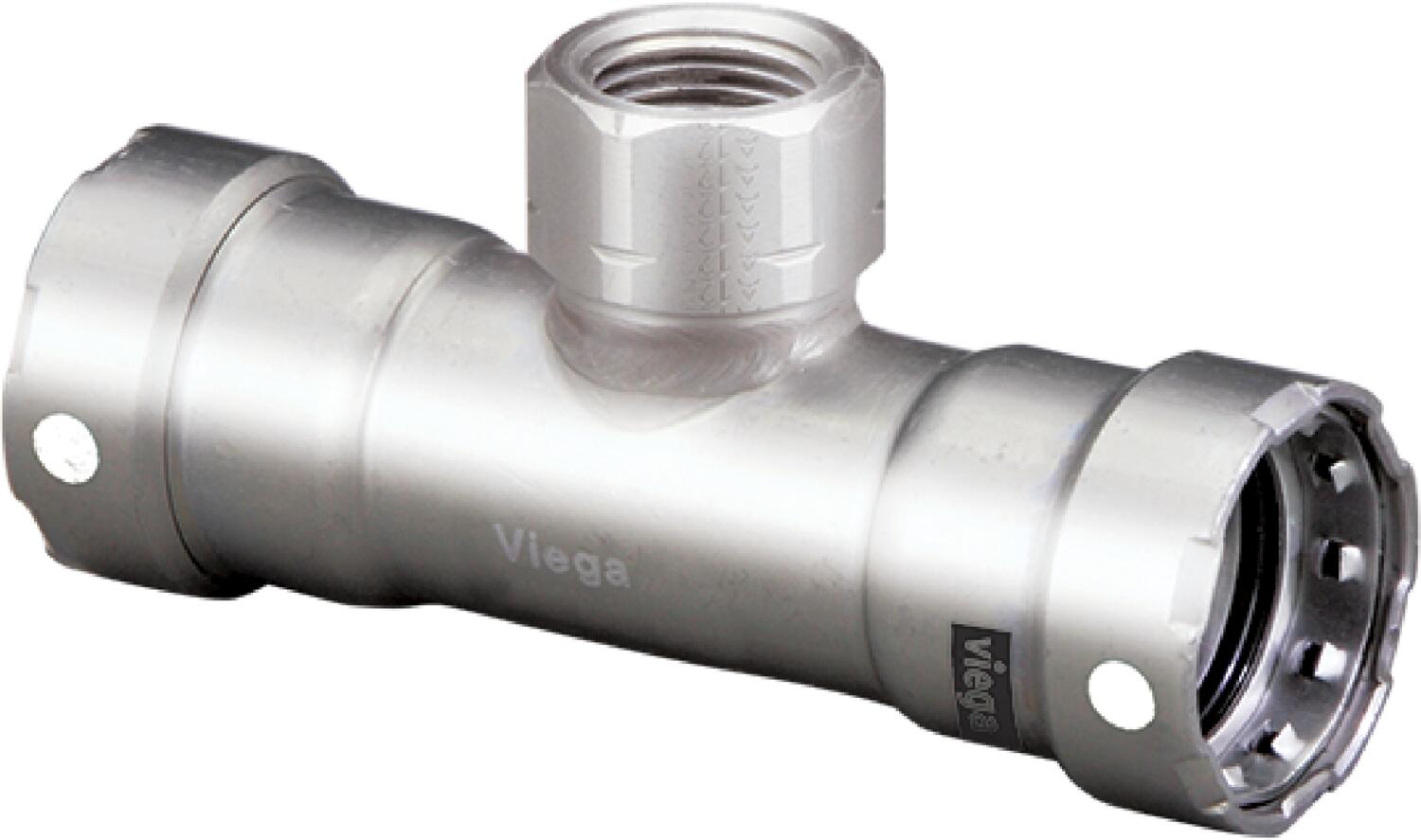 Viega Megapress Tee 316 Stainless Steel Fpt: 1/2" – 3/4" × 3/4" | Viega MegaPress System (SKU: 91845)