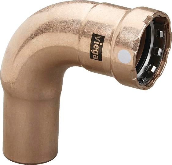 Viega Megapress 90° Street Elbow Cunife 90/10" Ftg (ips): 1/2" – 1/2" | Viega SeaPress System (SKU: 88045)