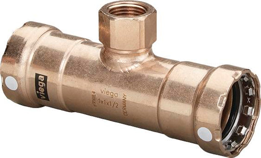 Viega Megapress Tee Cunife 90/10" Fpt: 1/2" – 1/2" × 1/2" | Viega SeaPress System (SKU: 88275)