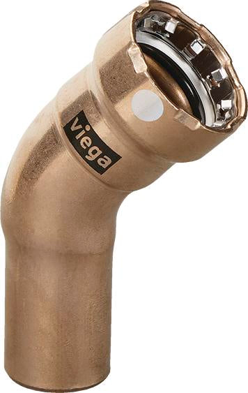 Viega Megapress 45° Street Elbow Cunife 90/10" Ftg (ips): 1/2" – 1/2" | Viega SeaPress System (SKU: 88135)