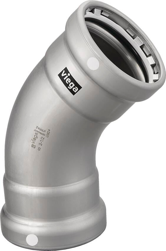 Viega Megapress 45° Elbow Carbon Steel Zinc – Nickel Coating – 21/2 × 21/2 | Viega MegaPress System (SKU: 26530)