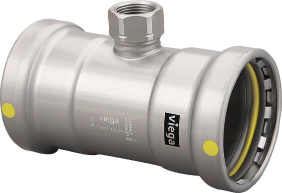 Viega Megapressg Tee Carbon Steel Zinc – Nickel Coating Fpt: 3/4" – 4 × 4 | Viega MegaPressG System (SKU: 28735)