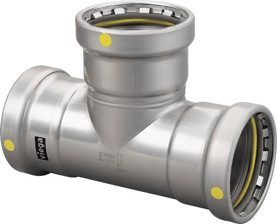 Viega Megapressg Tee Carbon Steel Zinc – Nickel Coating – 4 × 4 × 4 | Viega MegaPressG System (SKU: 28670)