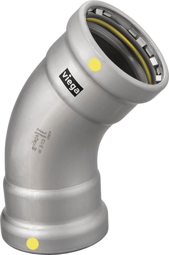 Viega Megapressg 45° Elbow Carbon Steel Zinc – Nickel Coating – 3 × 3 | Viega MegaPressG System (SKU: 28635)