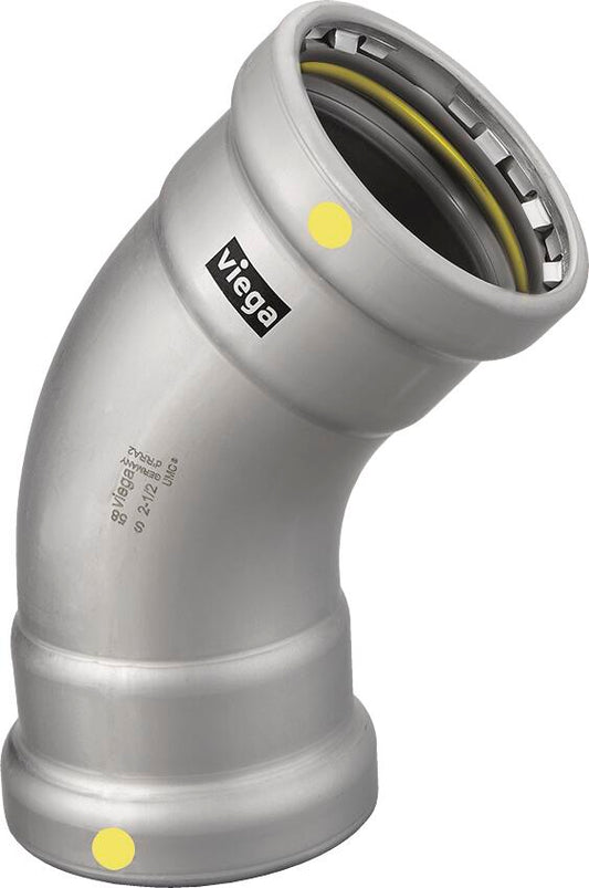 Viega Megapressg 45° Elbow Carbon Steel Zinc – Nickel Coating – 4 × 4 | Viega MegaPressG System (SKU: 28640)