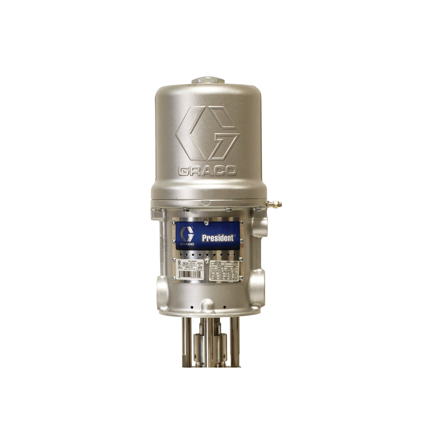 GRACO President 4:1 Pneumatic 2-Ball Piston Pump, CS, Stubby Length (Part No. 223184)