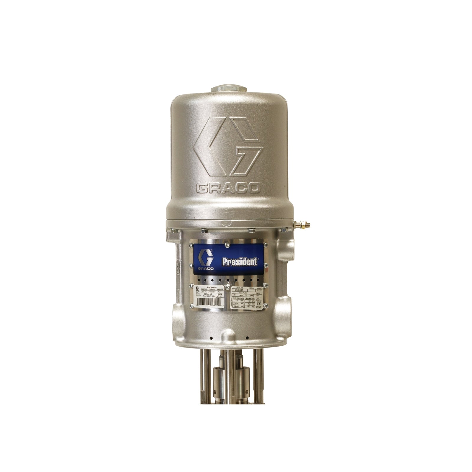 GRACO President 3:1 Pneumatic 2-Ball Piston Pump, SST, Stubby Length (Part No. 218747)
