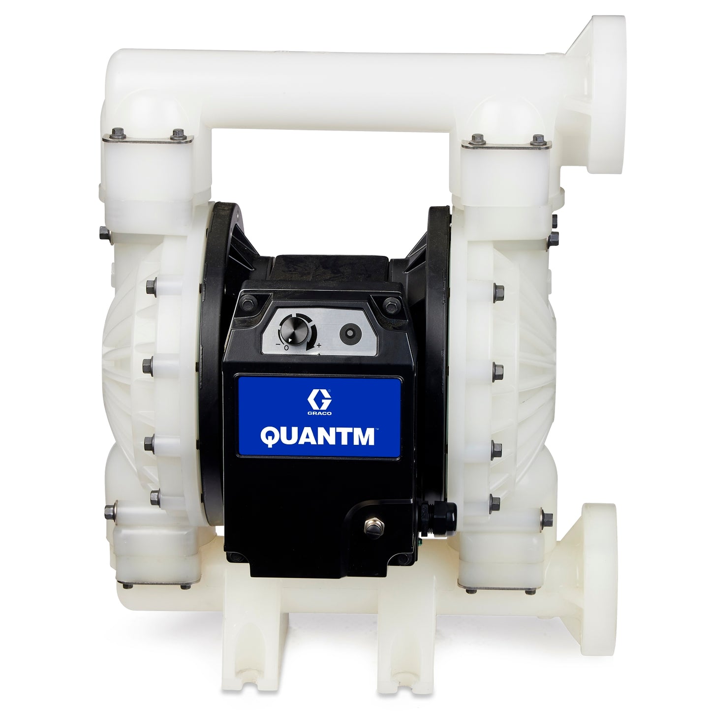 GRACO QUANTM i120, 2" Flange, Polypropylene Electric Diaphragm Pump, 380–480 VAC 3Ph, FEP AL Center, PP Seat, PT Ball, PS Diaphragm (Part No. TE120-1309)