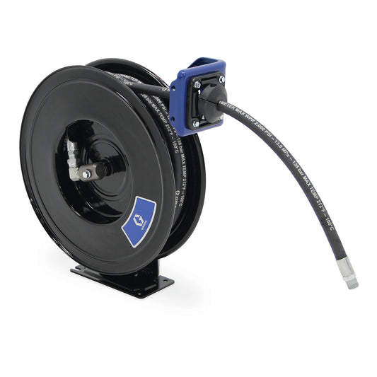 GRACO SDX™ 10 Air/Water/Antifreeze/WWS Hose Reel, 1/2 in (13 mm) Inlet, 3/8 in X 35 ft (10 mm X 11 m) Hose, NPT, Overhead Mount, Yellow (Part No. SDL23F)