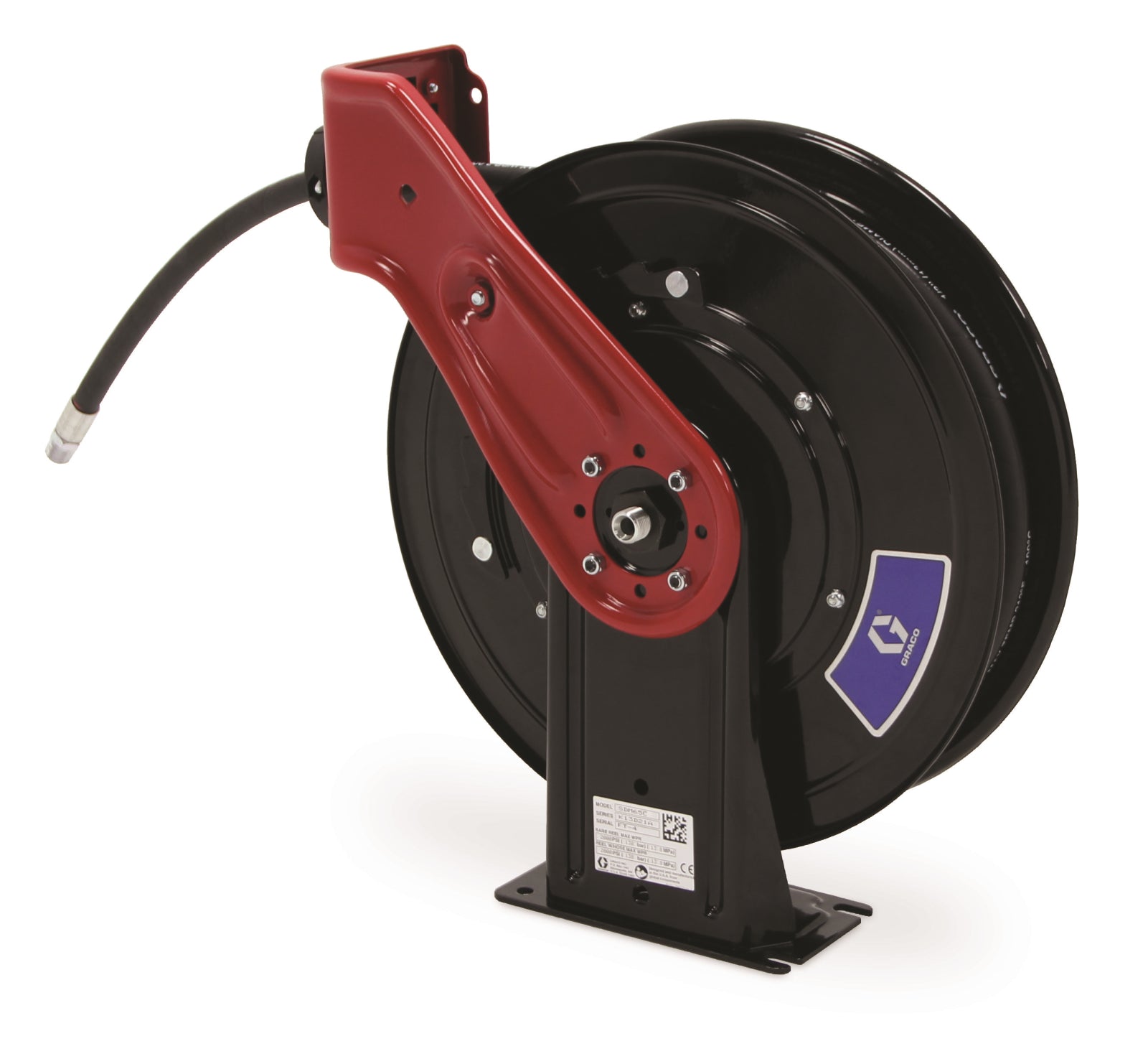 GRACO SDX™ 10 Air/Water/Antifreeze/WWS Hose Reel, 1/2 in (13 mm) Inlet, 1/2 in X 35 ft (13 mm X 11 m) Hose, NPT, Overhead Mount, Red (Part No. SDL33C)