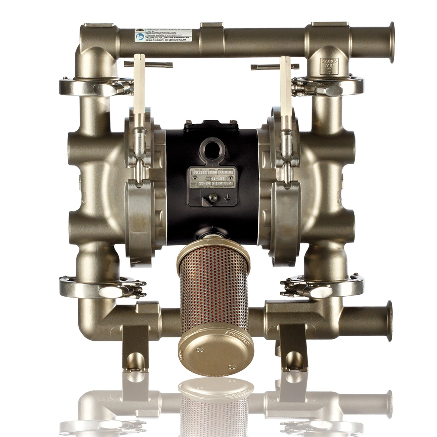 GRACO SaniForce 1590 1.5" FG SST Pneumatic Diaphragm Pump, AL Center, SS Seats, PT Balls, PO Diaphragms (Part No. FA2113)