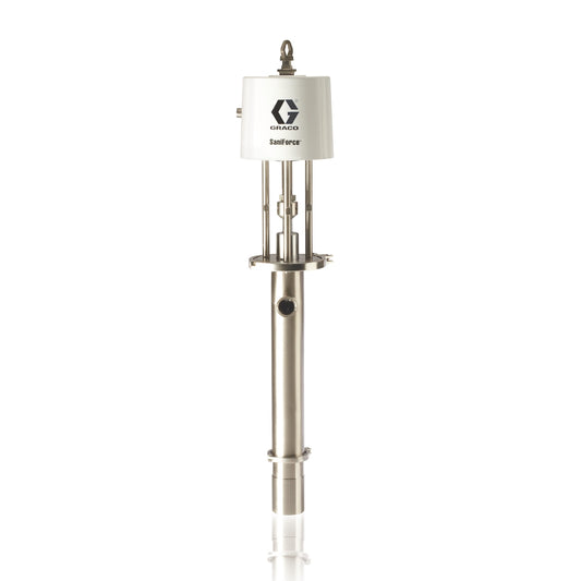 GRACO 5:1 Ratio SaniForce Double Ball Drum Length Piston Pump with 4 in Inlet (Part No. 24F195)
