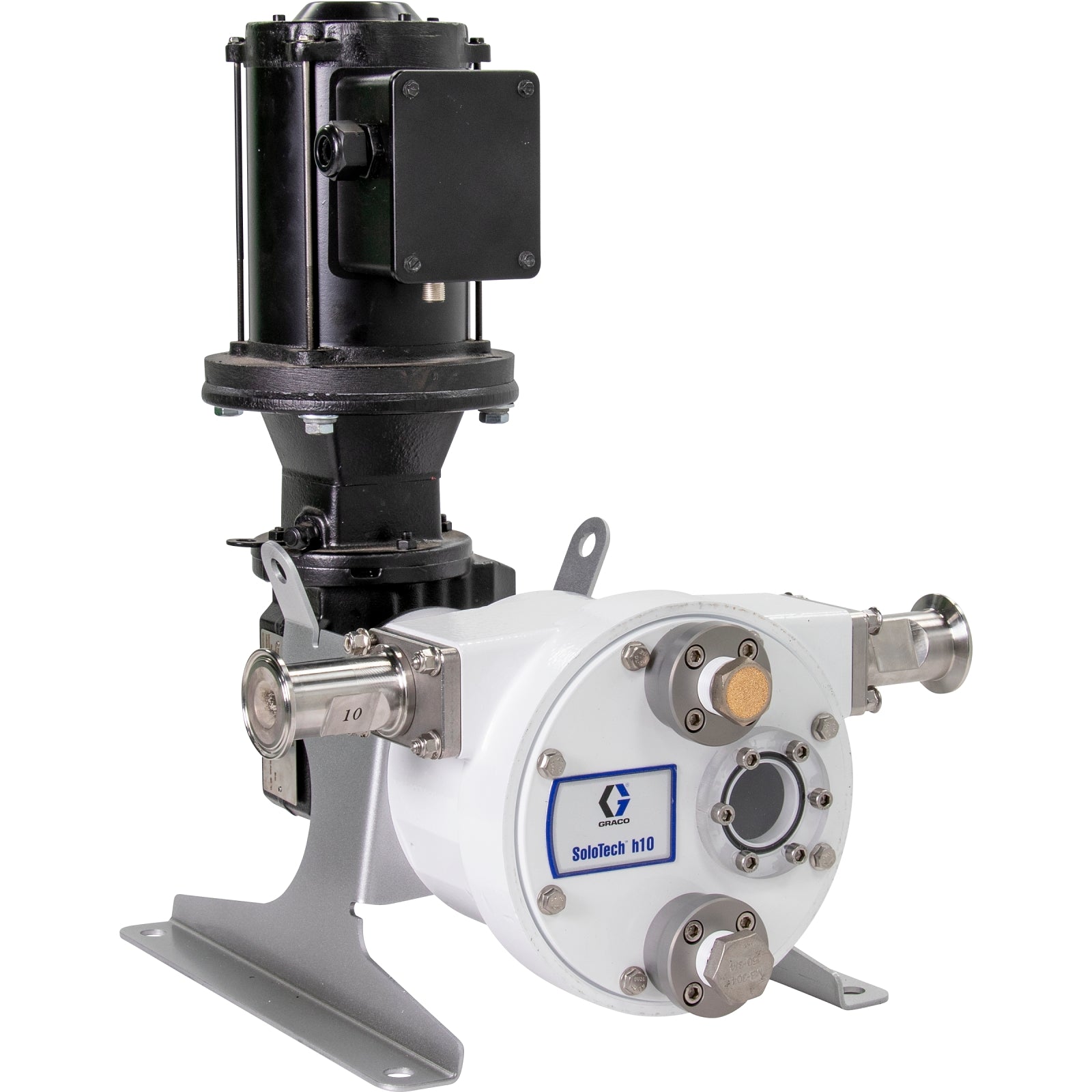 GRACO SoloTech™ h10 Peristaltic Pump, 1 hp BLDC motor with gear reducer, .01-.67 gpm, FDA Nitrile Hose, SST Sanitary Clamp Barb (Part No. 19D101)