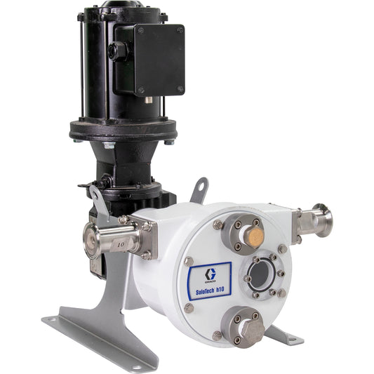 GRACO SoloTech™ h10 Peristaltic Pump, 1 hp BLDC motor with gear reducer, .01-.67 gpm, FDA Nitrile Hose, SST Sanitary Clamp Barb (Part No. 19D101)