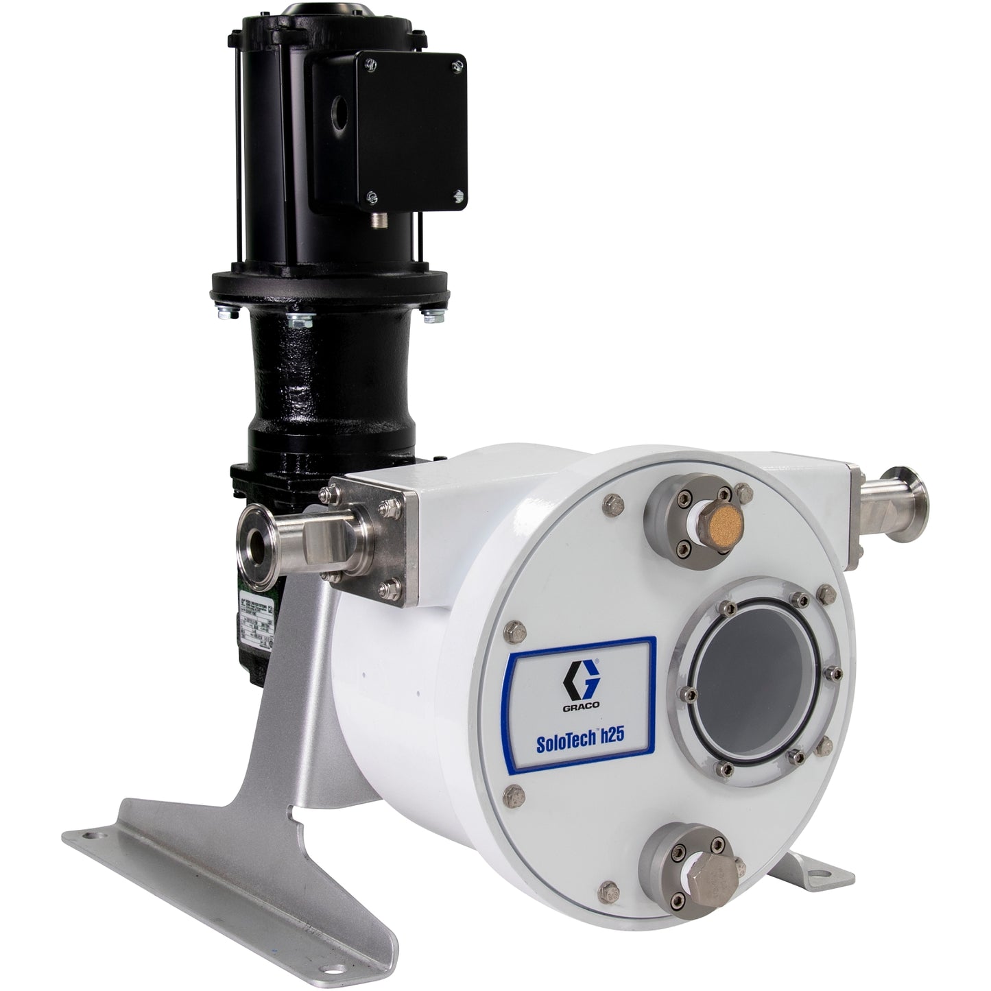 GRACO SoloTech™ h25 Peristaltic Pump, 1 hp BLDC Motor with Gear Reducer, .142–5.22 gpm, FDA Nitrile Hose, SST Sanitary Clamp Barb (Part No. 19C726)