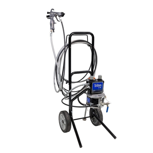 GRACO Triton SST Spray Package, Cart, 100 psi Regulator, Suction, Air & Fluid Hoses, Stellair HVLP Gun .055 in (1.4 mm) Nozzle, Metal Applications (Part No. 233485)