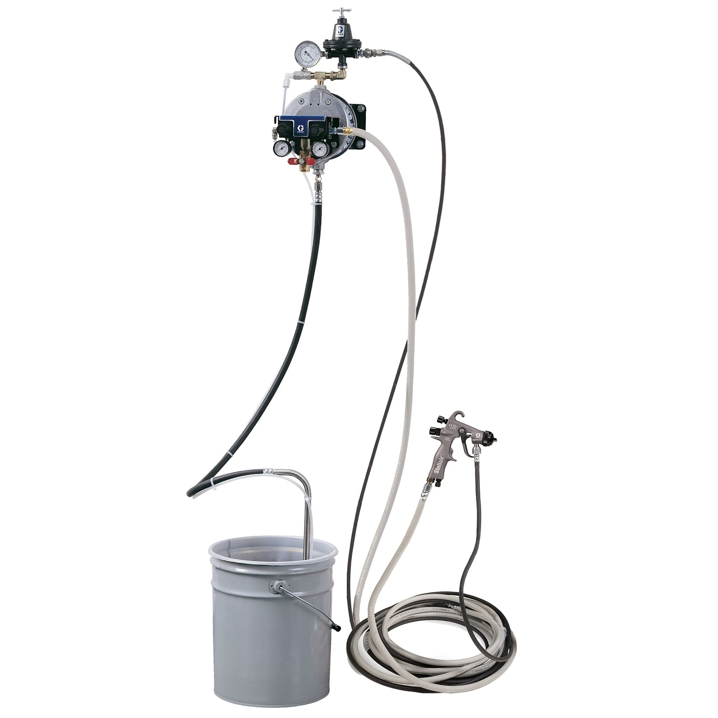 GRACO Triton Alum Spray Package, Wall, 60 psi Regulator, Air & Fluid Hoses, Stellair HVLP Gun .055 in (1.4 mm) Nozzle for Metal Applications (Part No. 233491)
