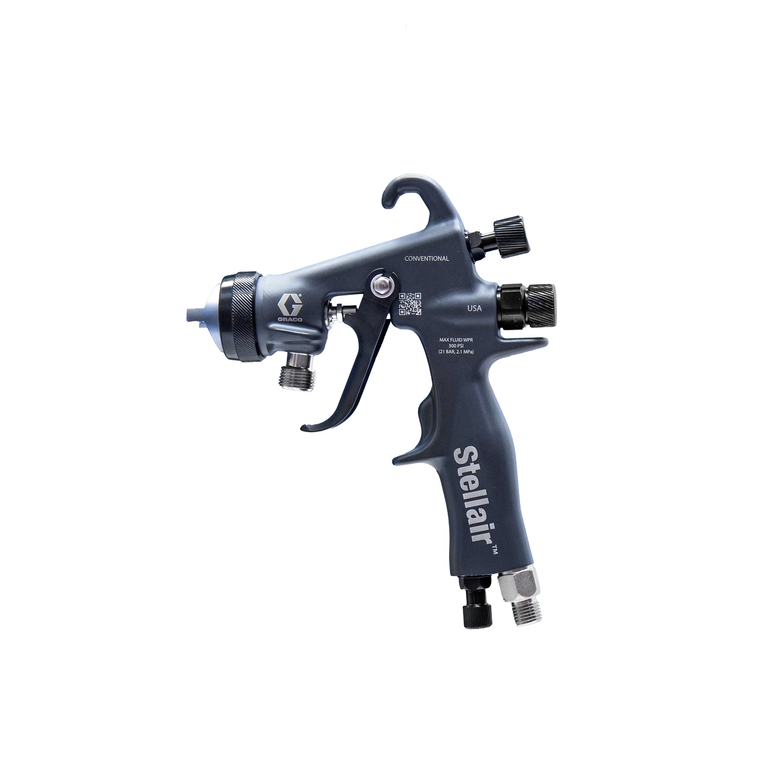 GRACO Stellair Air Spray Gun, Conventional, 0.055 in (1.4 mm), Wide Pattern, PEEK Tip (Part No. 2004180)