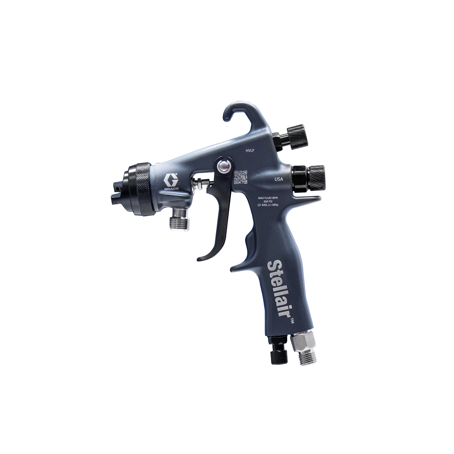GRACO Stellair Air Spray Gun, HVLP, 0.070 in (1.8 mm), General Industry, PEEK Tip (Part No. 2004153)