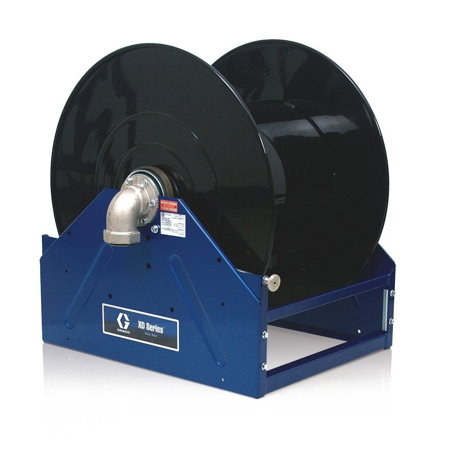 GRACO XD80™ Diesel Fuel Hose Reel, 1-1/2 in. (38 mm) Inlet/Outlet, Bare Reel (1-1/2 in. x 100 ft. (38 mm x 30 m) Capacity), NPT, Pneumatic Motor, Yellow (Part No. 24R562)