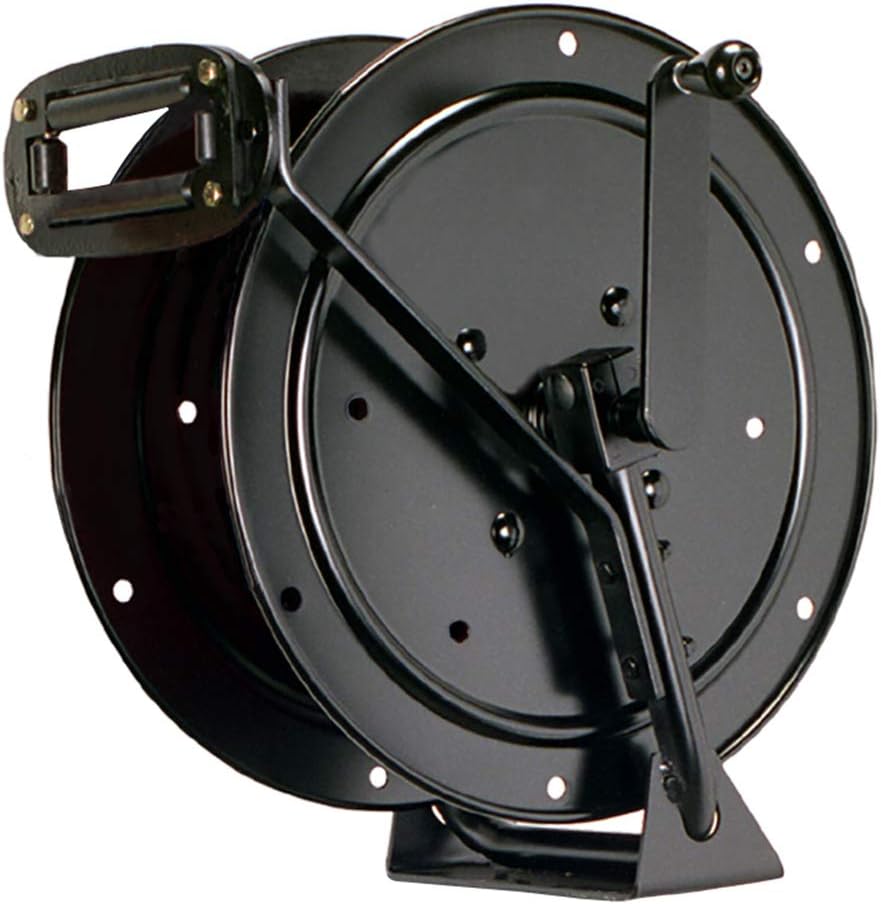 Hannay Reel Pw-2 H5M | Hose & Cable Reel | 1/2" F Riser, Aflas Seals, Black Powder Coat, Rollers Included
