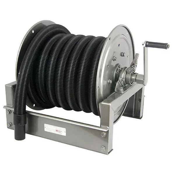 Hannay Reel Ssn716-19-20-10.5J | Stainless Steel Hose & Cable Reel | Sst Aflas Suction Swivel, Mill Finish, Spec Roller Position – Durable Corrosion-Resistant Industrial Reel