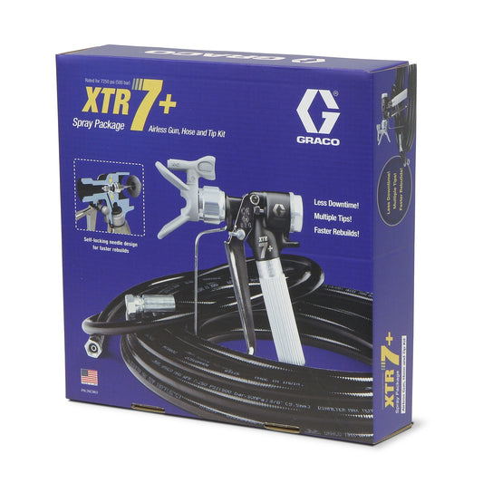 GRACO XTR7+ Gun, Hose and Tip Kit (15 m/50 ft Hose, 1.8 m/6 ft Whip, XHD RAC Tips) (Part No. 273143)